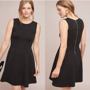 Maeve Anthropologie Black Neoprene Fit and Flare Dress M